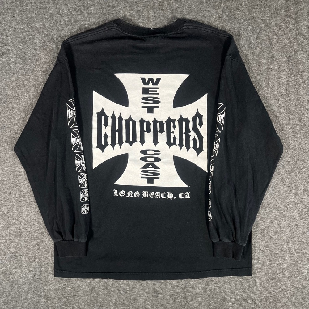 Vintage West Coast Choppers Black Long Sleeve T-Shirt XL Long Beach CA AAA Tag